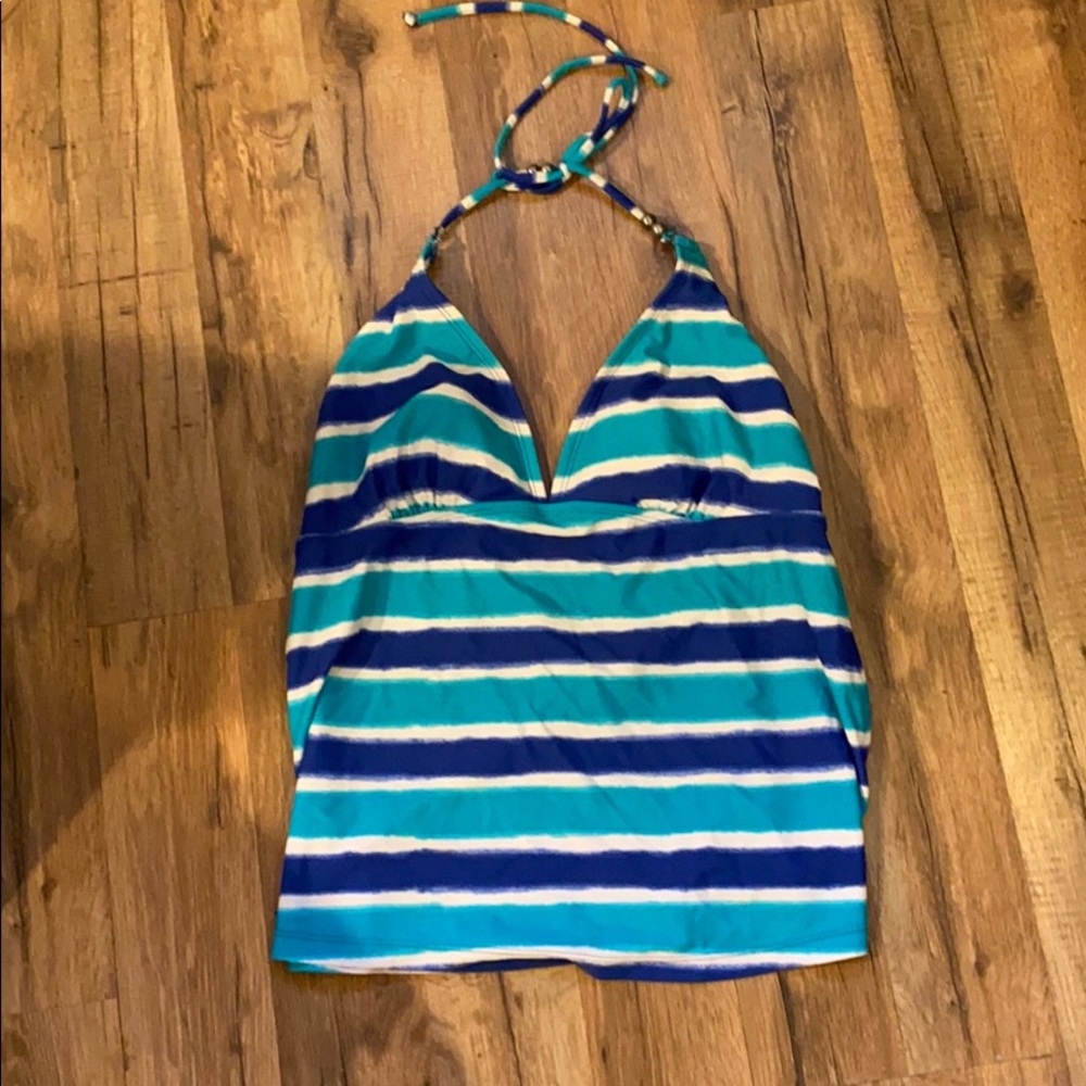 Striped tankini swim top